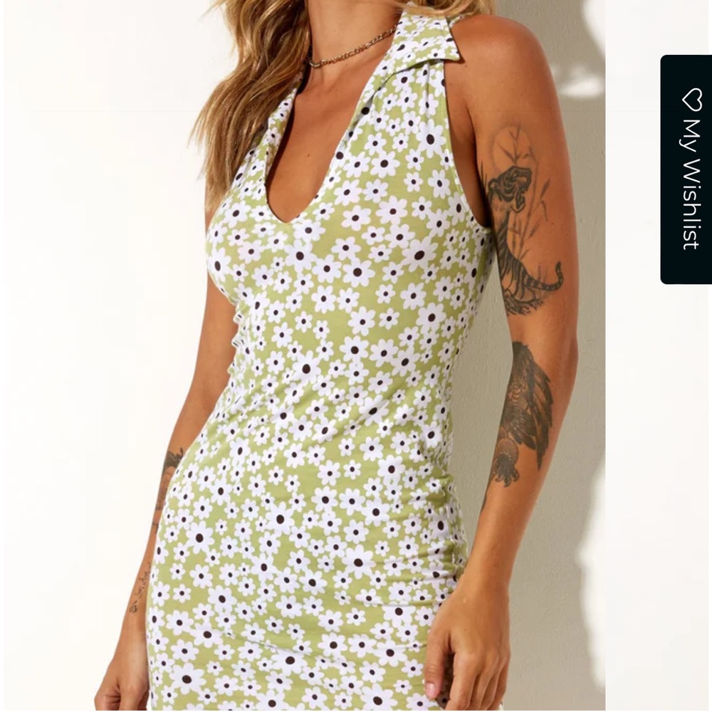 Motel Rocks Jelita Mini Dress In Daisy Duke Green
